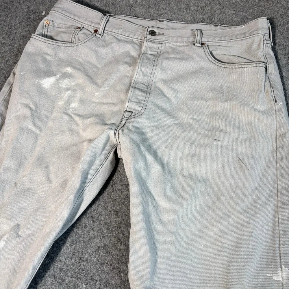 Levi's 501 Jeans Mens 42x32 (Fits 39x29) Light Wash Gray Streetwear Skater‎ Work